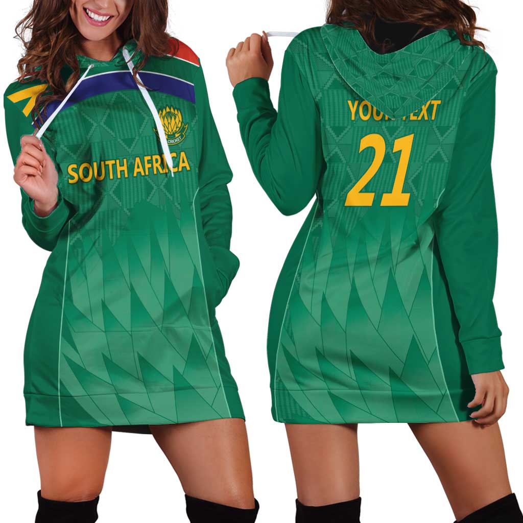 South Africa Cricket Custom Hoodie Dress Proteas Green