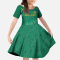 South Africa Cricket Custom Kid Short Sleeve Dress Proteas Green