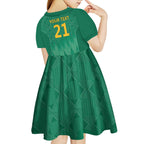 South Africa Cricket Custom Kid Short Sleeve Dress Proteas Green