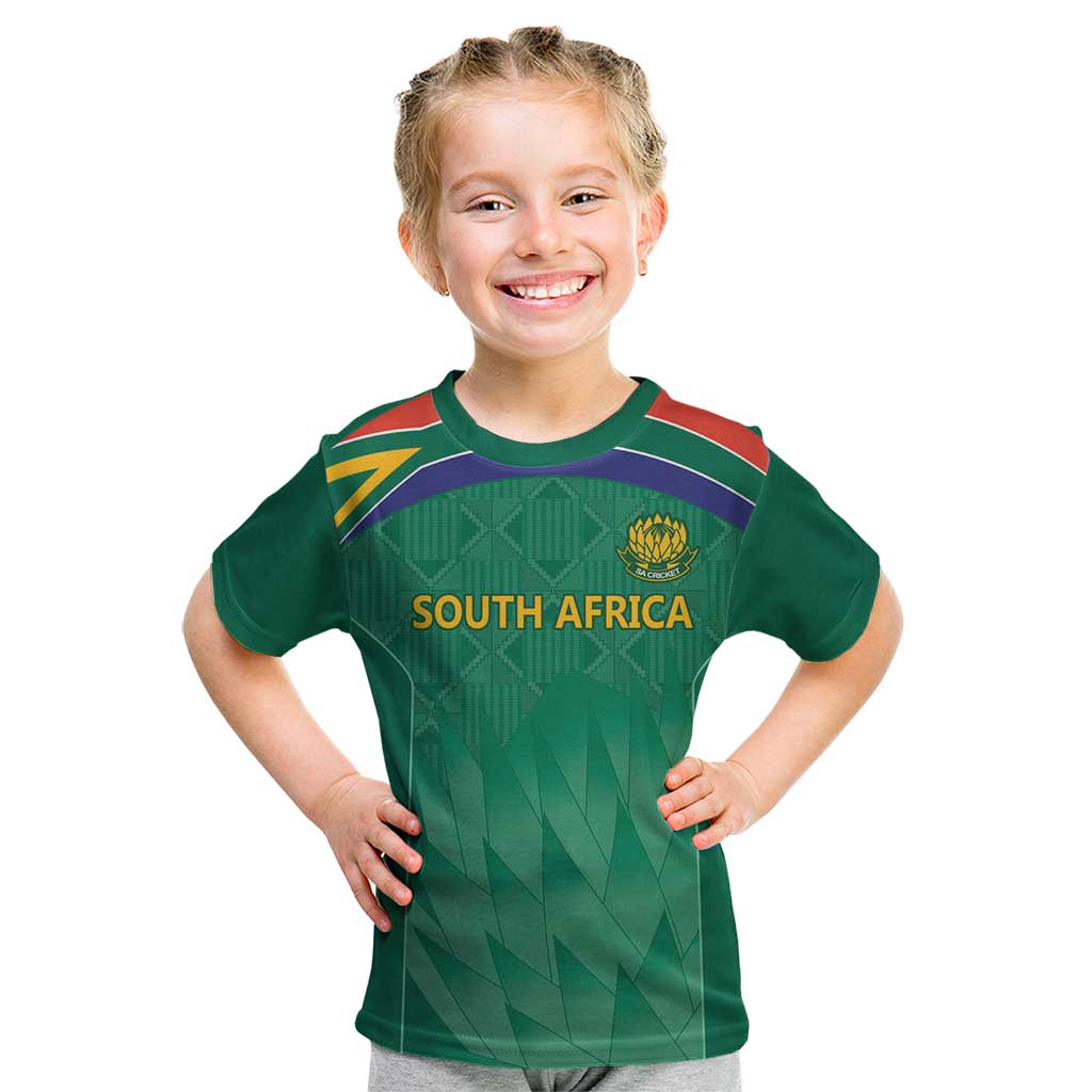 South Africa Cricket Custom Kid T Shirt Proteas Green