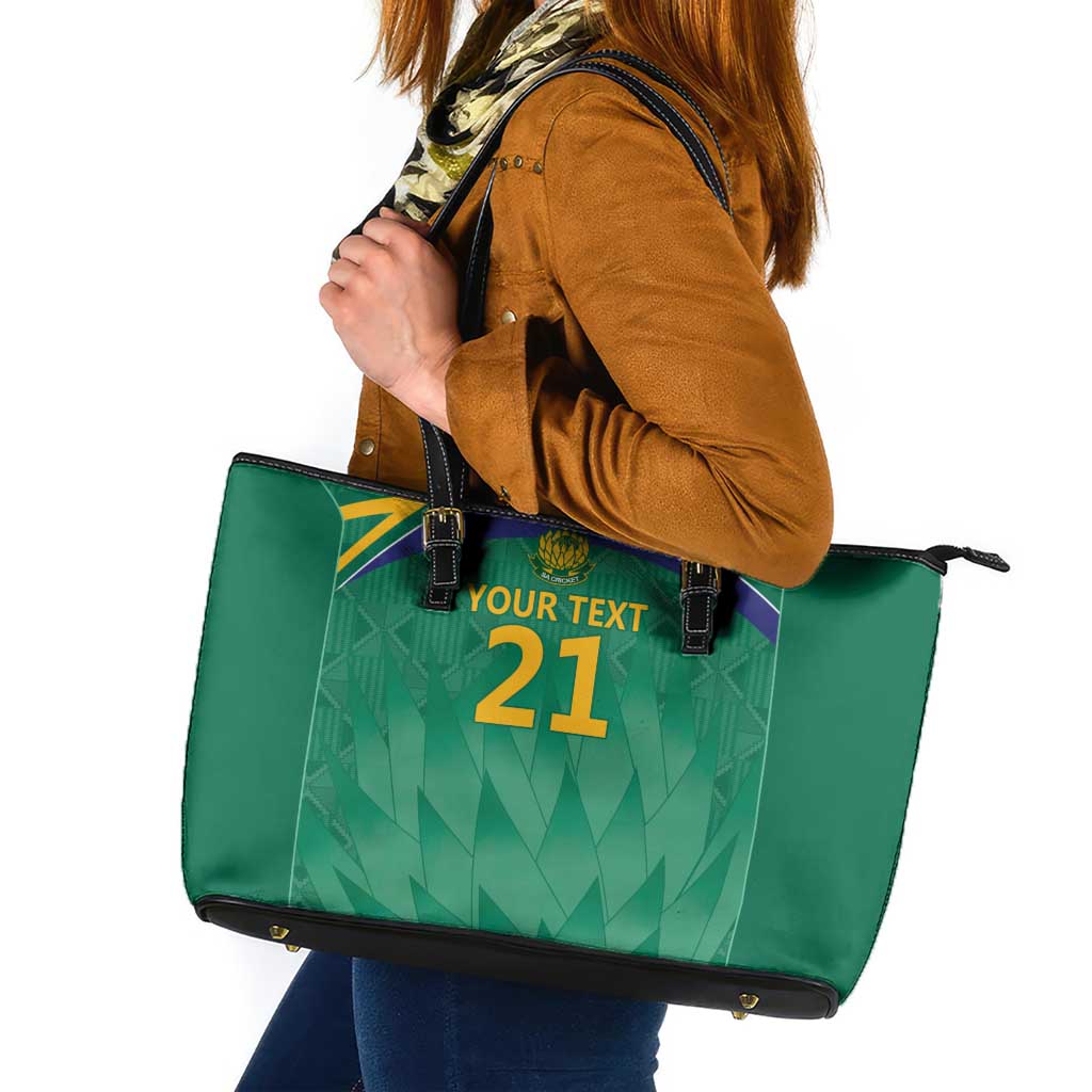 South Africa Cricket Custom Leather Tote Bag Proteas Green