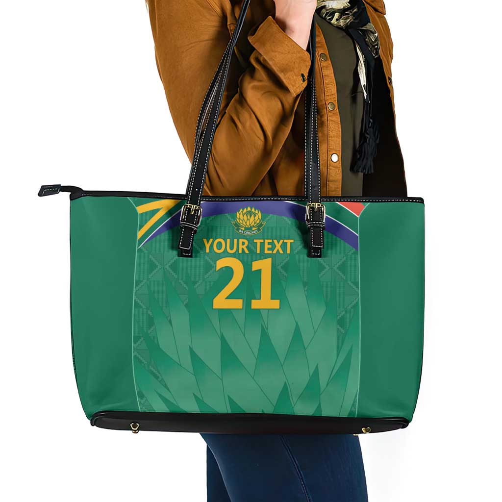South Africa Cricket Custom Leather Tote Bag Proteas Green