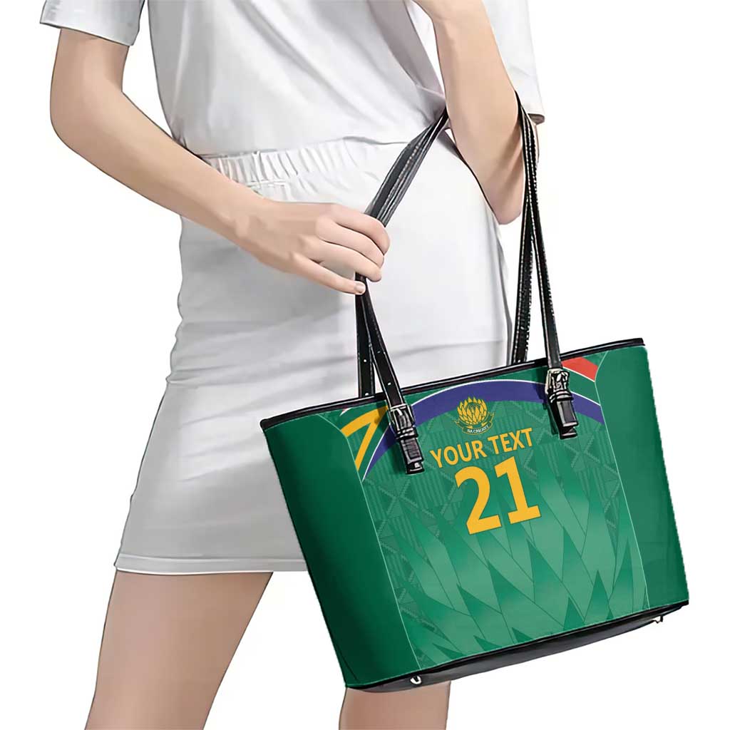 South Africa Cricket Custom Leather Tote Bag Proteas Green