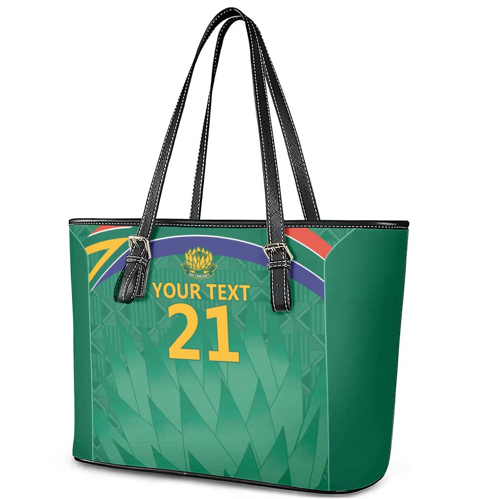 South Africa Cricket Custom Leather Tote Bag Proteas Green