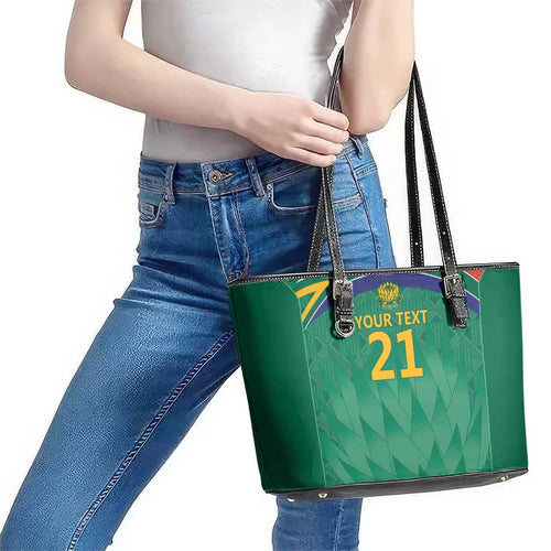 South Africa Cricket Custom Leather Tote Bag Proteas Green
