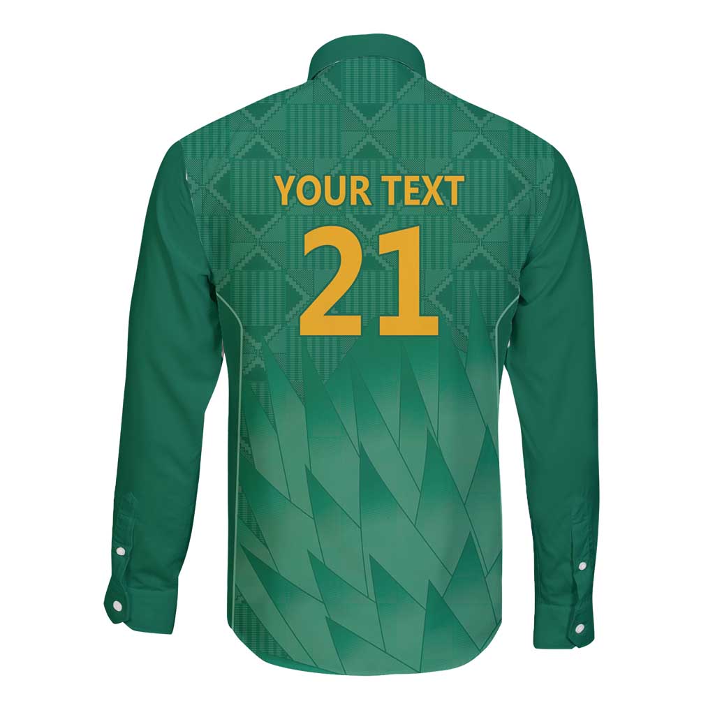 South Africa Cricket Custom Long Sleeve Button Shirt Proteas Green