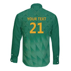South Africa Cricket Custom Long Sleeve Button Shirt Proteas Green
