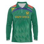 South Africa Cricket Custom Long Sleeve Polo Shirt Proteas Green