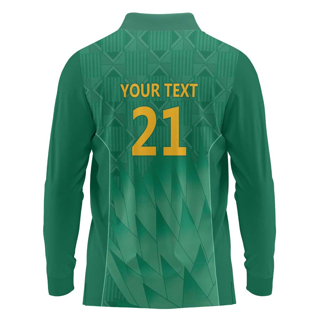 South Africa Cricket Custom Long Sleeve Polo Shirt Proteas Green