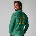 South Africa Cricket Custom Long Sleeve Polo Shirt Proteas Green