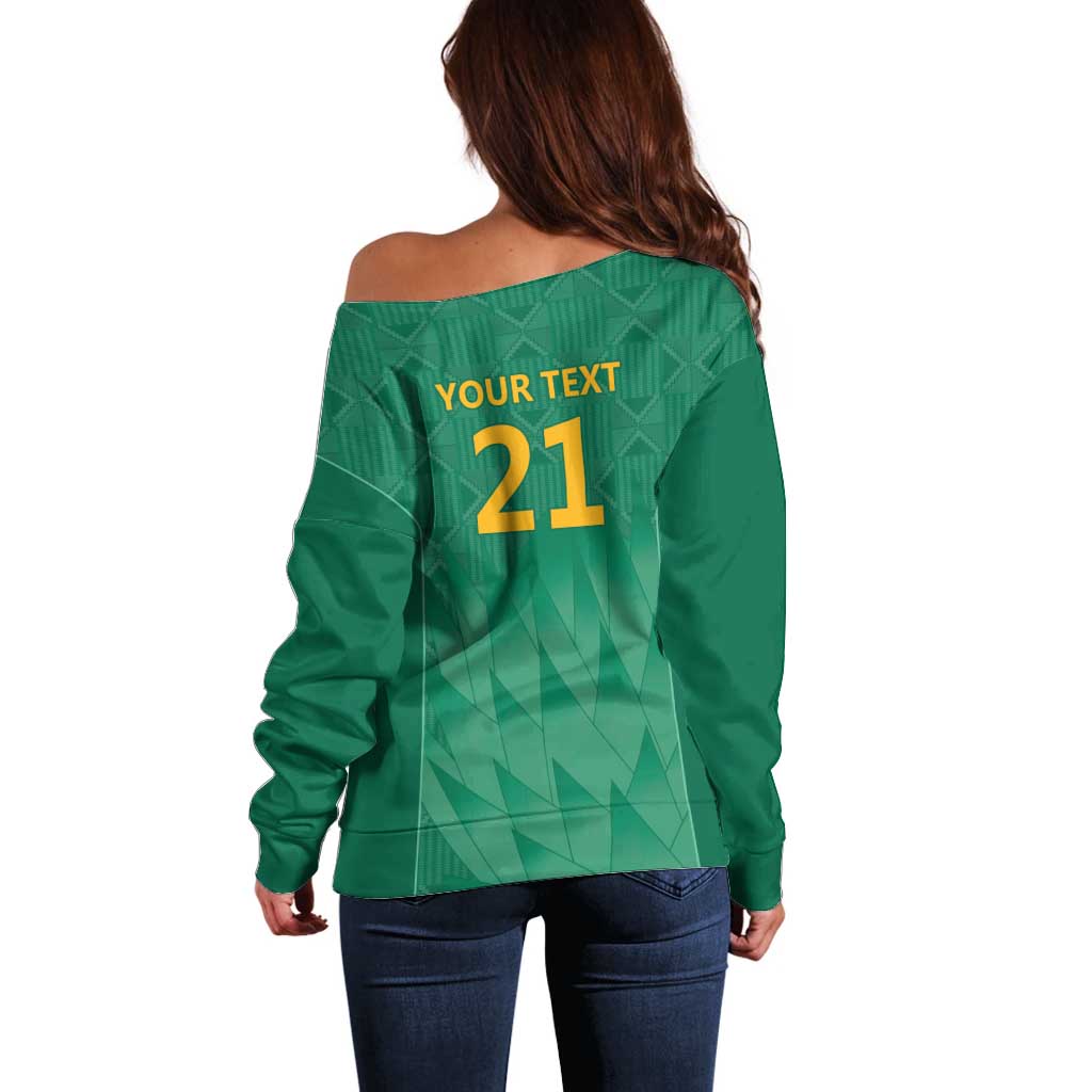 South Africa Cricket Custom Off Shoulder Sweater Proteas Green