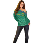 South Africa Cricket Custom Off Shoulder Sweater Proteas Green