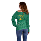 South Africa Cricket Custom Off Shoulder Sweater Proteas Green