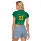 South Africa Cricket Custom Raglan Cropped T Shirt Proteas Green