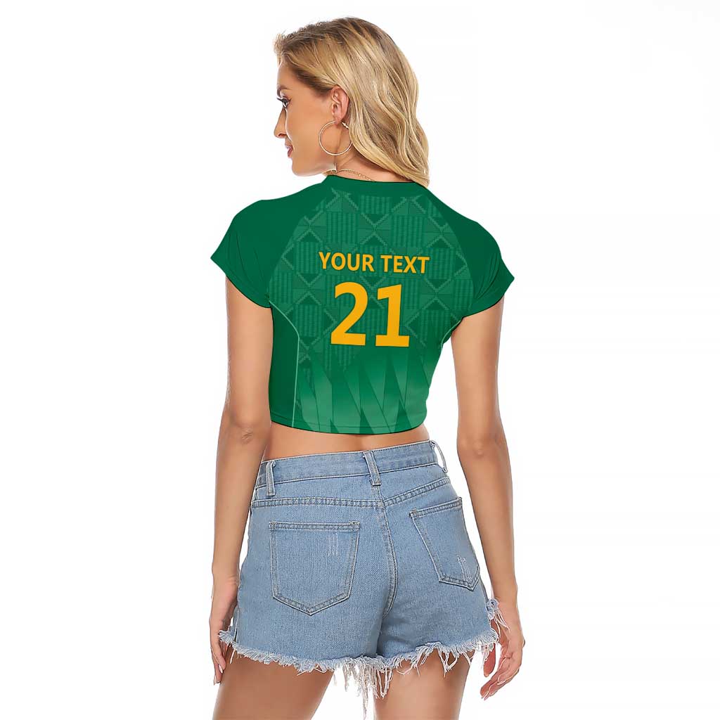 South Africa Cricket Custom Raglan Cropped T Shirt Proteas Green