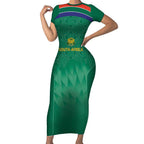 South Africa Cricket Custom Short Sleeve Bodycon Dress Proteas Green