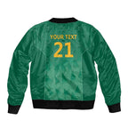 South Africa Cricket Custom Sleeve Zip Bomber Jacket Proteas Green