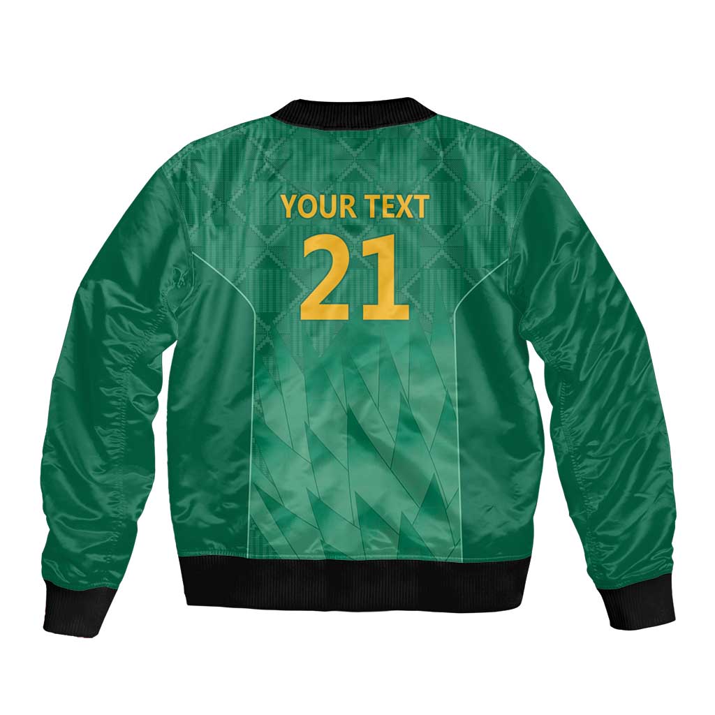 South Africa Cricket Custom Sleeve Zip Bomber Jacket Proteas Green