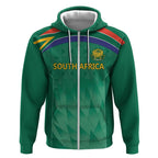 South Africa Cricket Custom Zip Hoodie Proteas Green