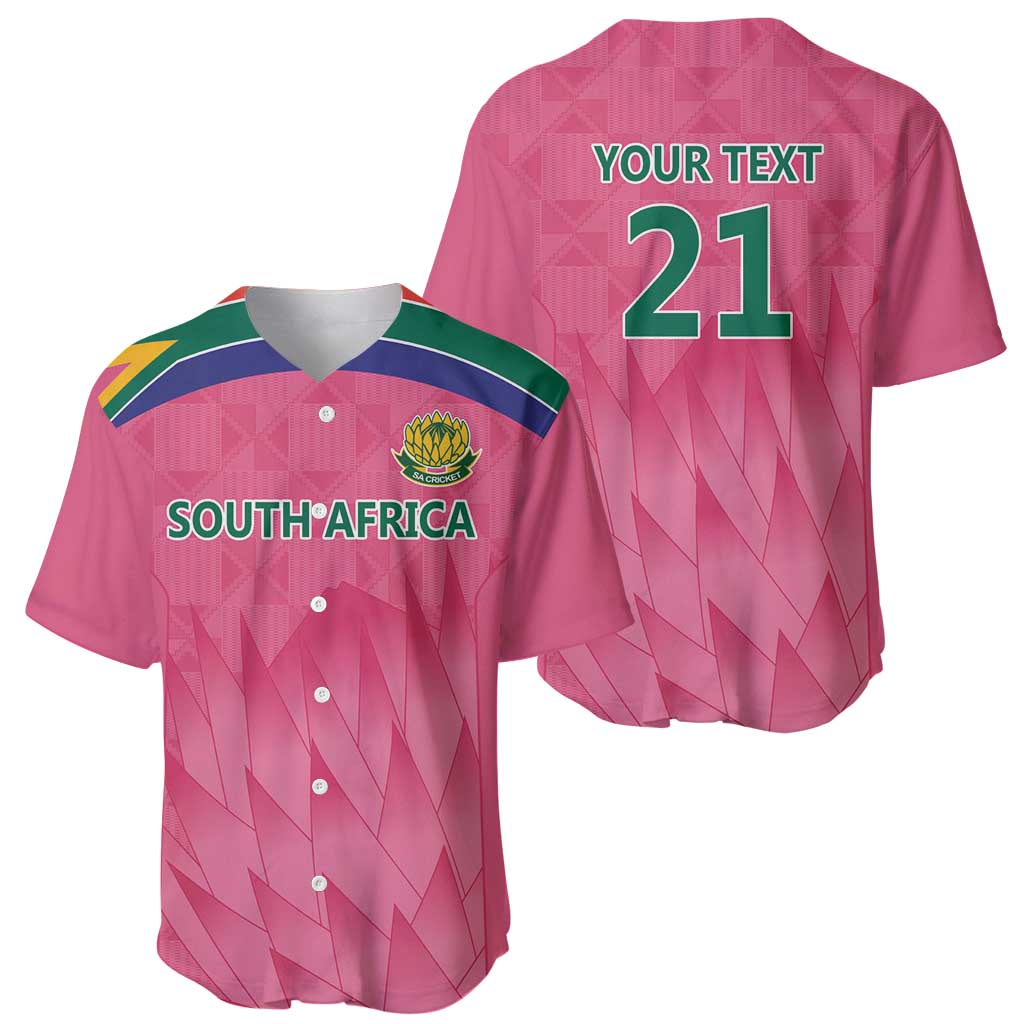 South Africa Cricket Custom Baseball Jersey Proteas Pink