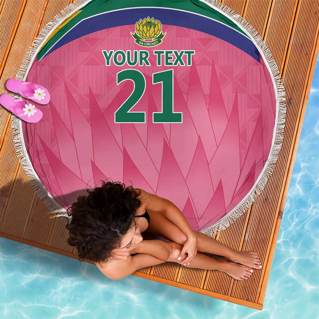 South Africa Cricket Custom Beach Blanket Proteas Pink