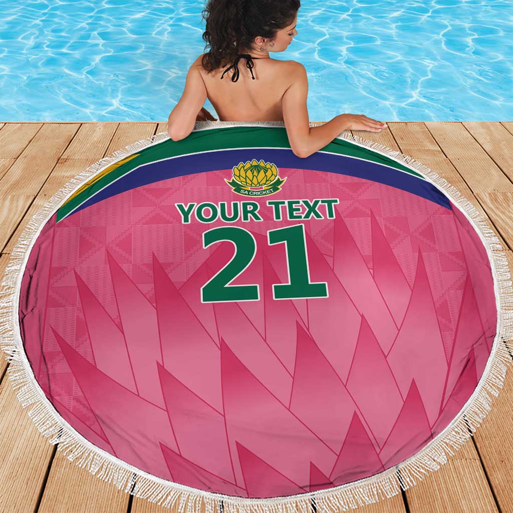 South Africa Cricket Custom Beach Blanket Proteas Pink