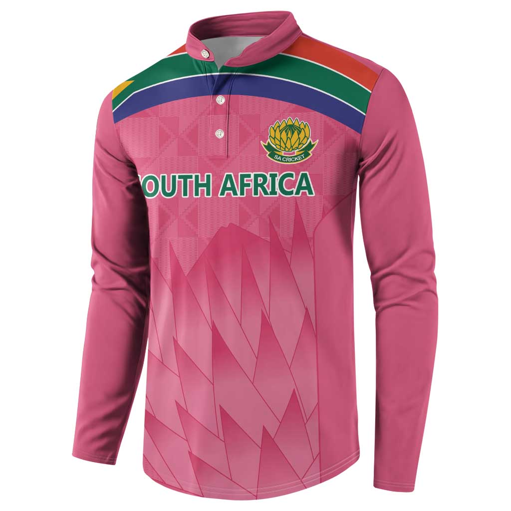 South Africa Cricket Custom Button Sweatshirt Proteas Pink