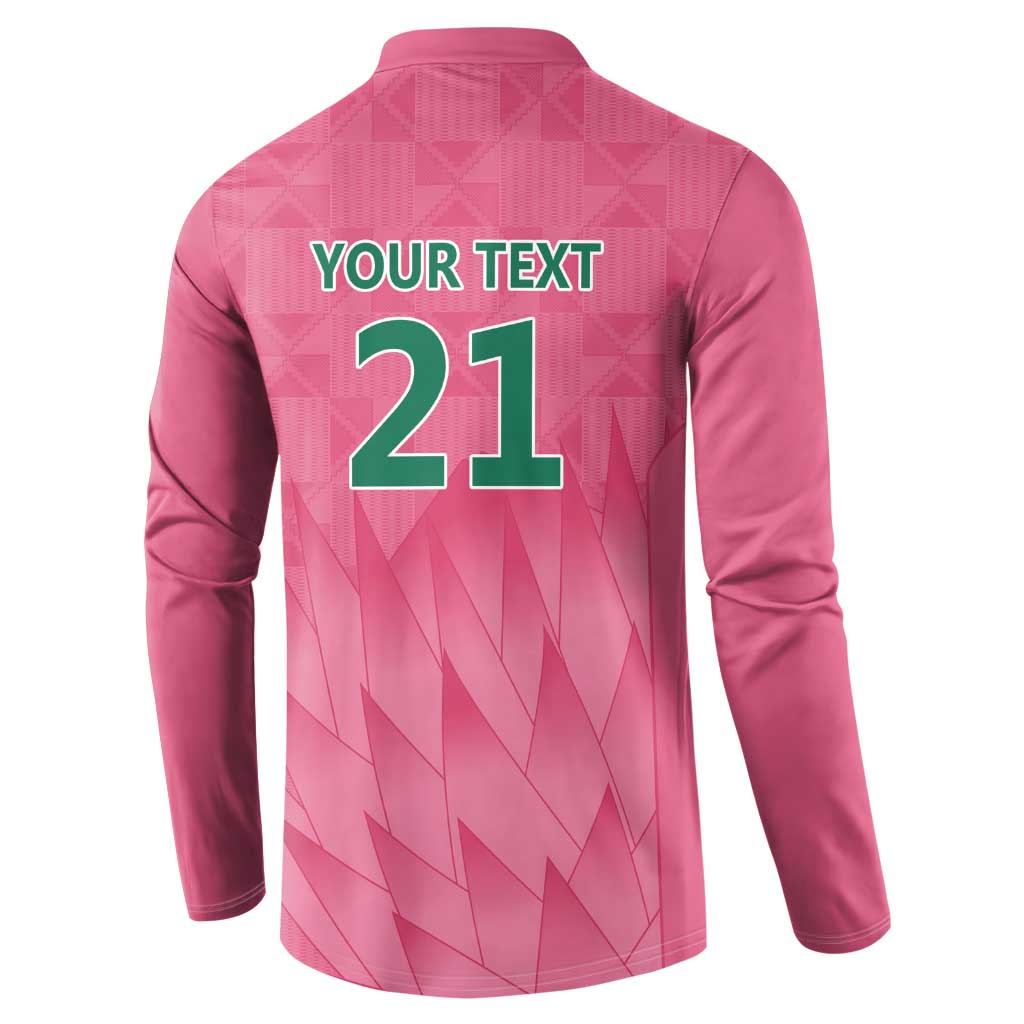 South Africa Cricket Custom Button Sweatshirt Proteas Pink