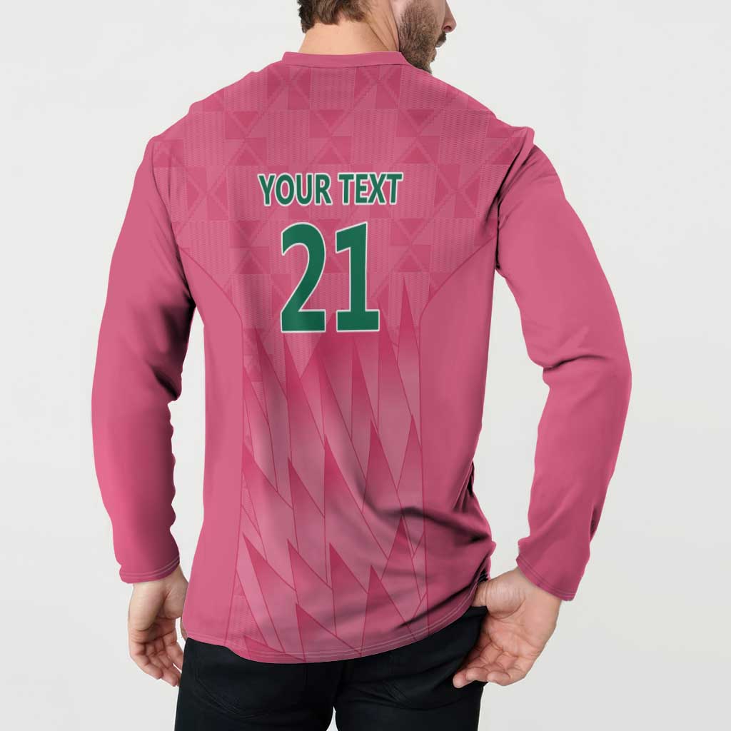 South Africa Cricket Custom Button Sweatshirt Proteas Pink