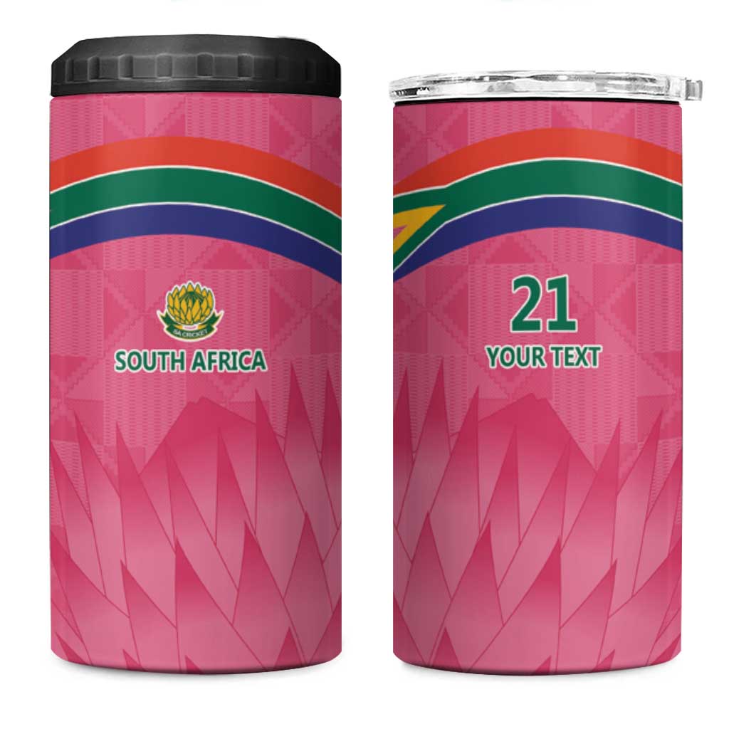 South Africa Cricket Custom 4 in 1 Can Cooler Tumbler Proteas Pink