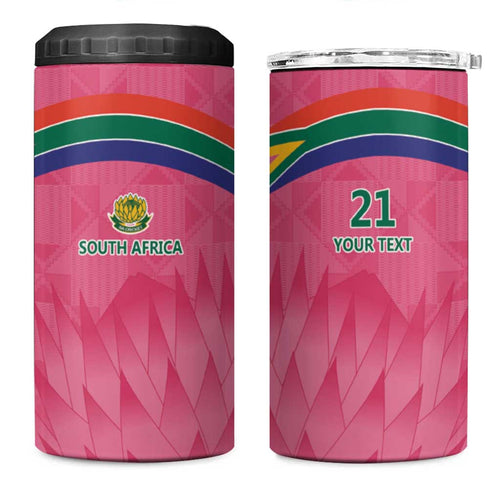 South Africa Cricket Custom 4 in 1 Can Cooler Tumbler Proteas Pink