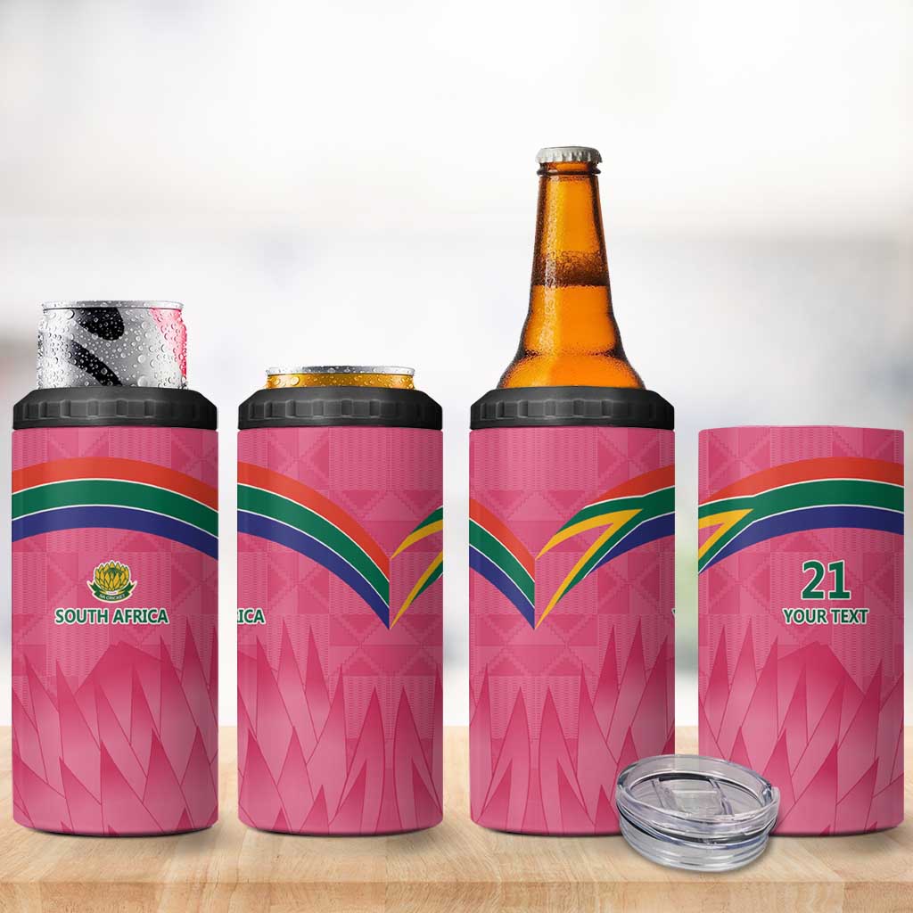 South Africa Cricket Custom 4 in 1 Can Cooler Tumbler Proteas Pink