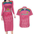 South Africa Cricket Custom Couples Matching Long Sleeve Bodycon Dress and Hawaiian Shirt Proteas Pink