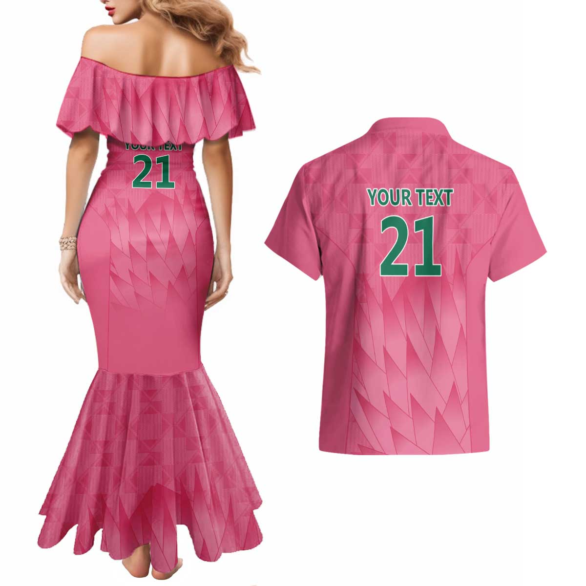 South Africa Cricket Custom Couples Matching Mermaid Dress and Hawaiian Shirt Proteas Pink