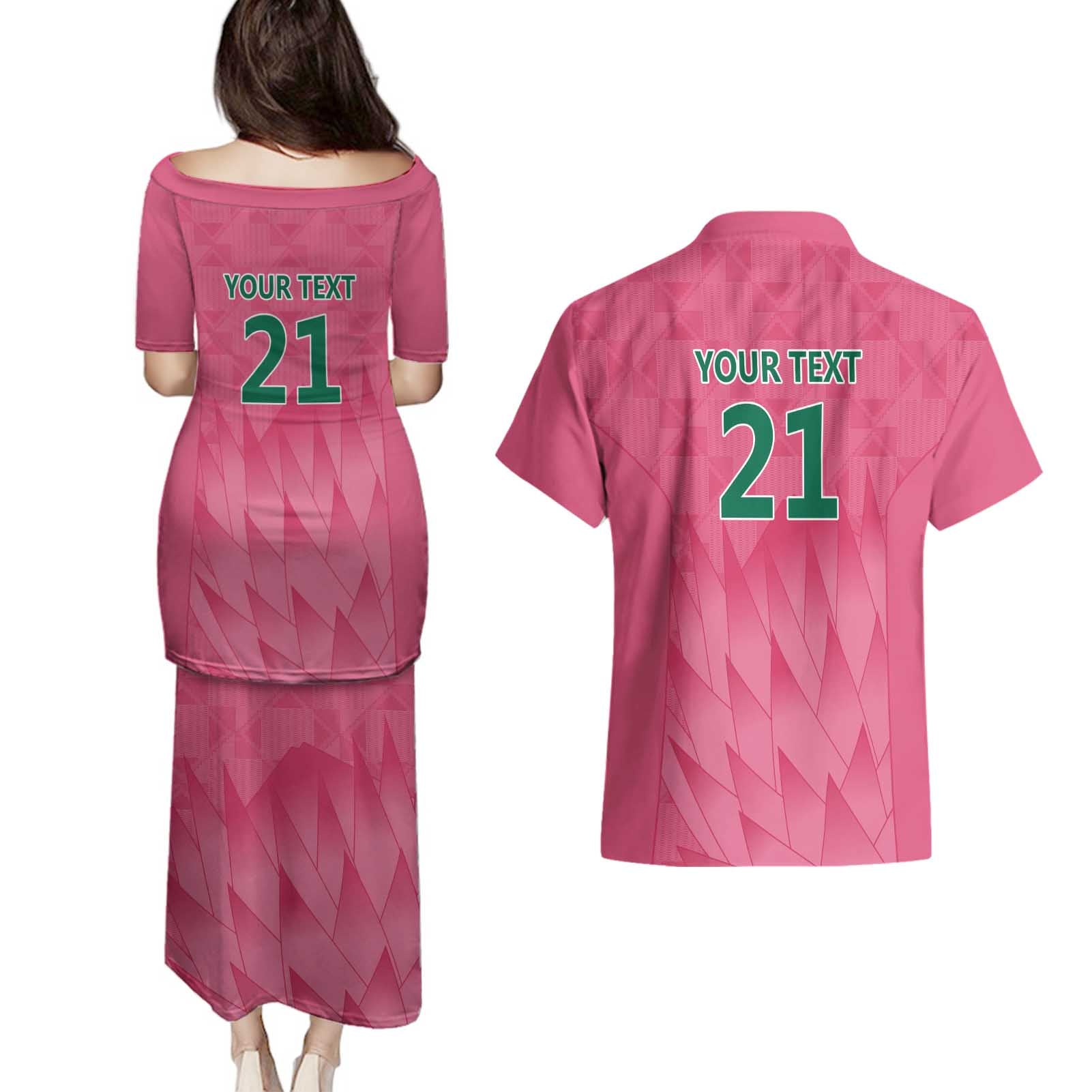South Africa Cricket Custom Couples Matching Puletasi and Hawaiian Shirt Proteas Pink