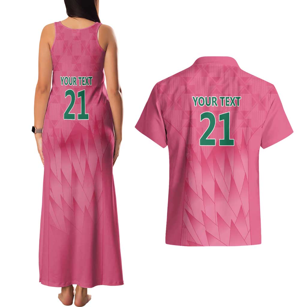 South Africa Cricket Custom Couples Matching Tank Maxi Dress and Hawaiian Shirt Proteas Pink