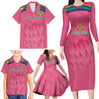 South Africa Cricket Custom Family Matching Long Sleeve Bodycon Dress and Hawaiian Shirt Proteas Pink