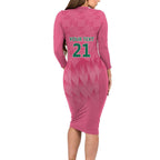 South Africa Cricket Custom Family Matching Long Sleeve Bodycon Dress and Hawaiian Shirt Proteas Pink