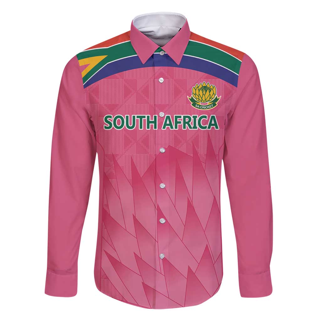 South Africa Cricket Custom Family Matching Off Shoulder Maxi Dress and Hawaiian Shirt Proteas Pink