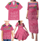South Africa Cricket Custom Family Matching Puletasi and Hawaiian Shirt Proteas Pink