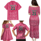 South Africa Cricket Custom Family Matching Puletasi and Hawaiian Shirt Proteas Pink