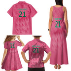 South Africa Cricket Custom Family Matching Tank Maxi Dress and Hawaiian Shirt Proteas Pink