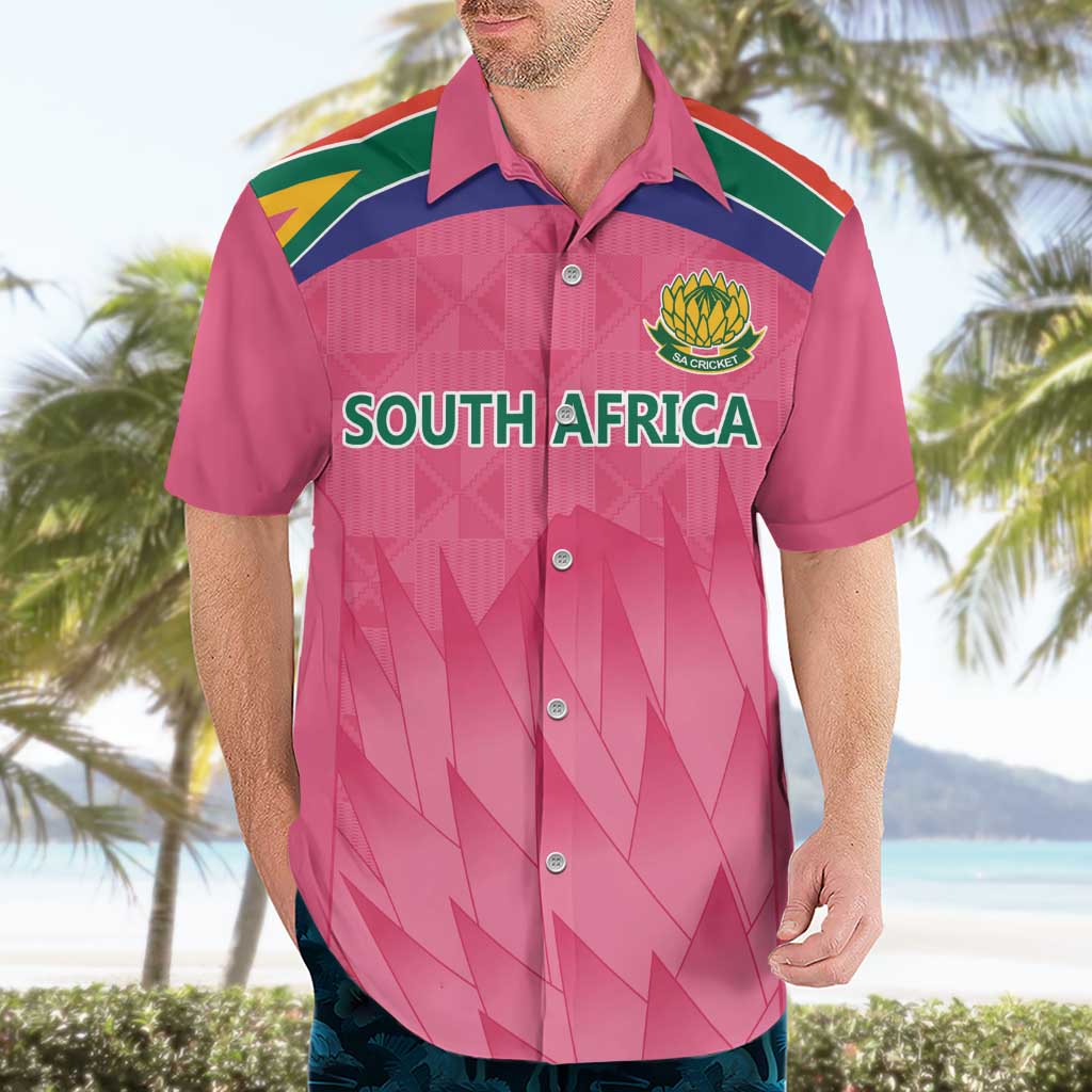 South Africa Cricket Custom Hawaiian Shirt Proteas Pink