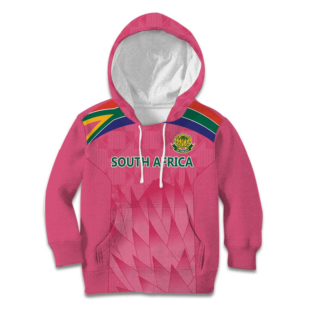 South Africa Cricket Custom Kid Hoodie Proteas Pink