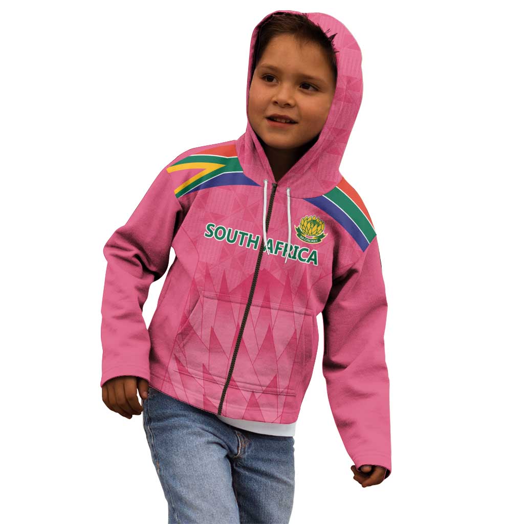 South Africa Cricket Custom Kid Hoodie Proteas Pink