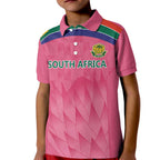 South Africa Cricket Custom Kid Polo Shirt Proteas Pink