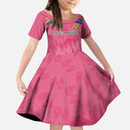 South Africa Cricket Custom Kid Short Sleeve Dress Proteas Pink