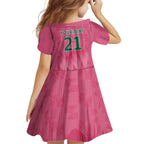 South Africa Cricket Custom Kid Short Sleeve Dress Proteas Pink