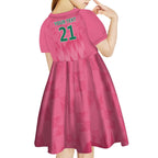 South Africa Cricket Custom Kid Short Sleeve Dress Proteas Pink