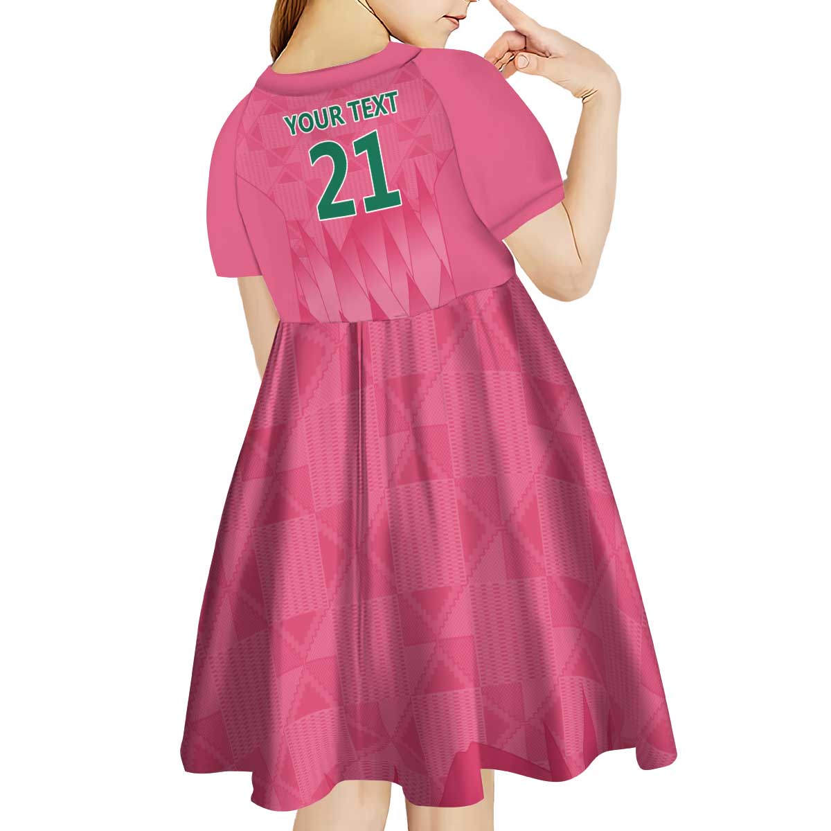 South Africa Cricket Custom Kid Short Sleeve Dress Proteas Pink